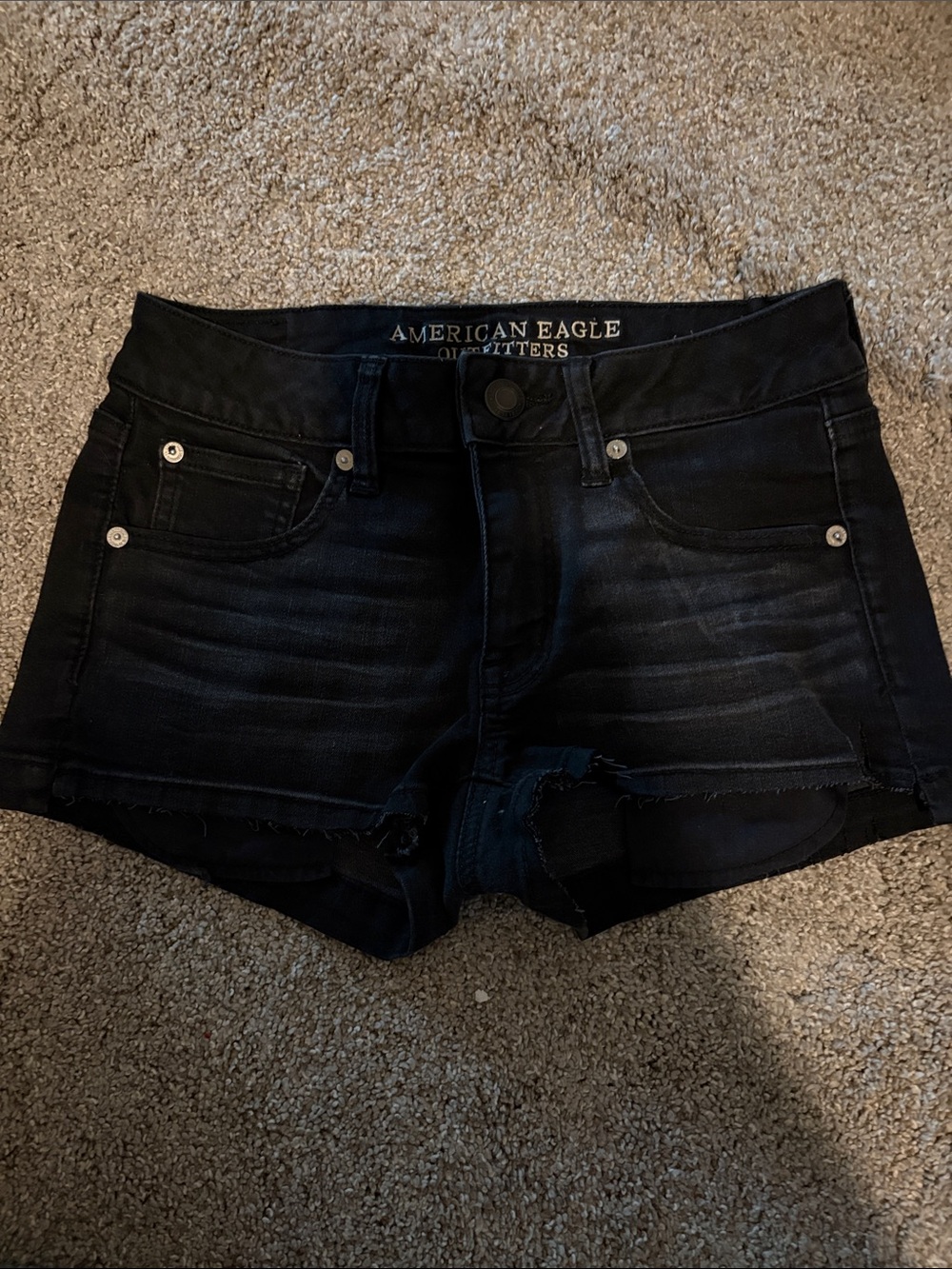 American Eagle Outfitters Black Distressed Denim Cutoff Shorts